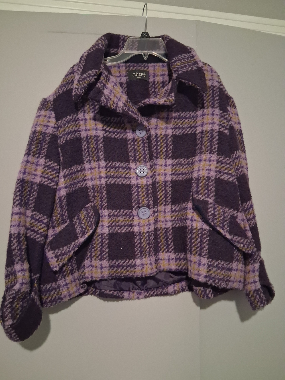 ChePe Purple Plaid Pea Coat